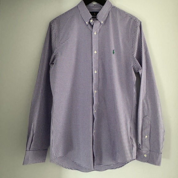 Ralph Lauren Slim Fit Gingham Stretch Poplin Shirt - Picture 4 of 5